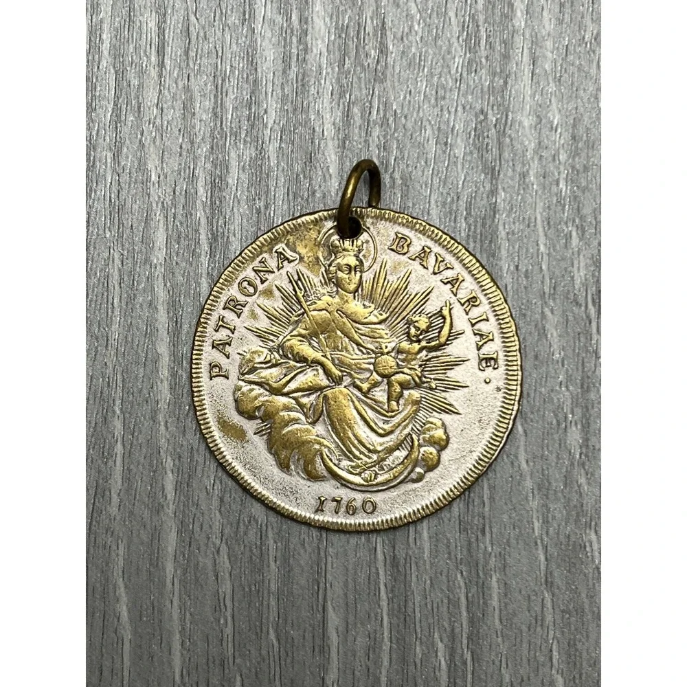 Vintage 1760 Patrona Bavariae Maximilian III Joseph Coin Pendant Medallion 22g